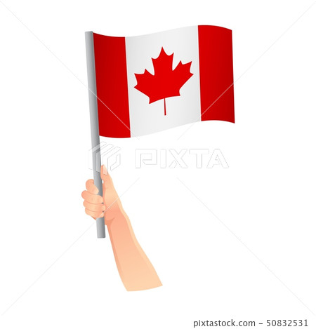 Canada flag in hand icon 50832531