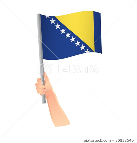 Bosnia and Herzegovina flag in hand icon Bosnia and Herzegovina flag in hand icon 50832540