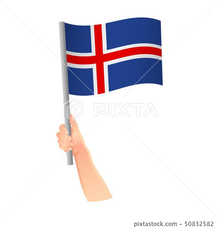 Iceland flag in hand icon 50832582