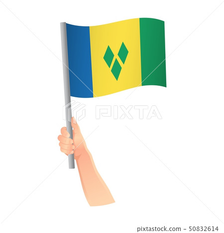 Saint Vincent and the Grenadines flag in hand icon 50832614