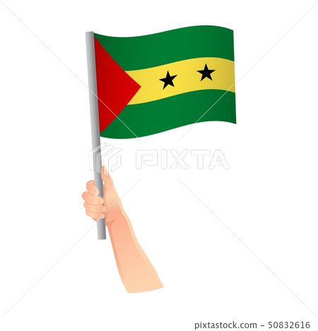 Sao Tome and Principe flag in hand icon 50832616