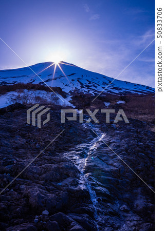 (Shizuoka Prefecture) Mt. Fuji Imitation waterfall Diamond Fuji 50833706