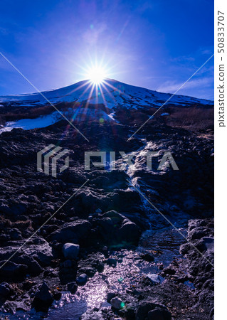 (Shizuoka Prefecture) Mt. Fuji Imitation waterfall Diamond Fuji 50833707
