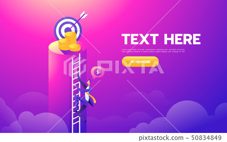 Businessman climb dollar stair to money and target goal for success. Illustration For Wallpaper Businessman climb dollar stair to money and target goal for success. Illustration For Wallpaper 50834849