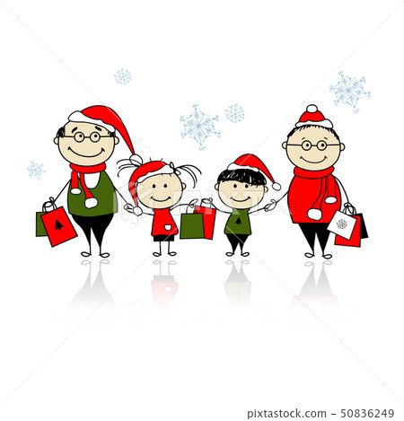 Christmas shopping. Happy family together 50836249