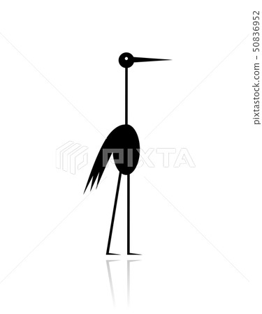 Funny stork black silhouette for your design 50836952