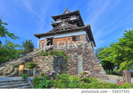 [Fukui Prefecture] Fresh green Maruoka Castle under sunny weather 50837391