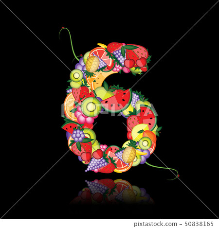 Number six made from fruits. See others in my gallery Number six made from fruits. See others in my gallery 50838165