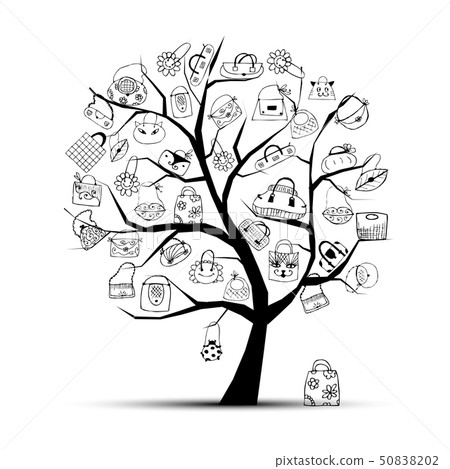 Shopping bags on tree for your design 50838202