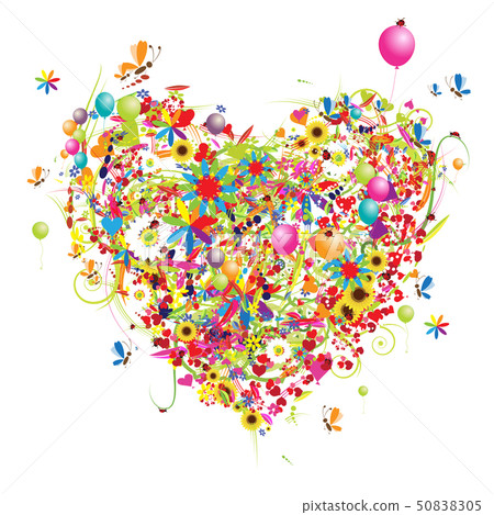 Happy holiday, funny heart shape with ballons  50838305