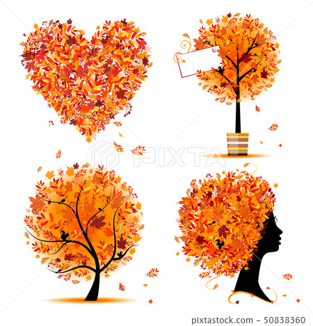 Autumn style - tree, frames, heart for your design - Stock Illustration ...
