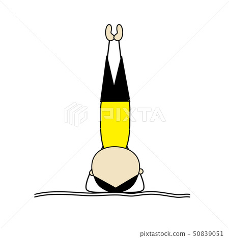 Woman practicing yoga, stand on head Woman practicing yoga, stand on head 50839051