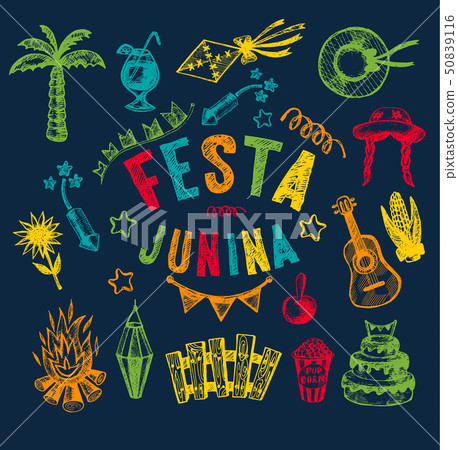 Hand drawn elements of Festa Junina 50839116