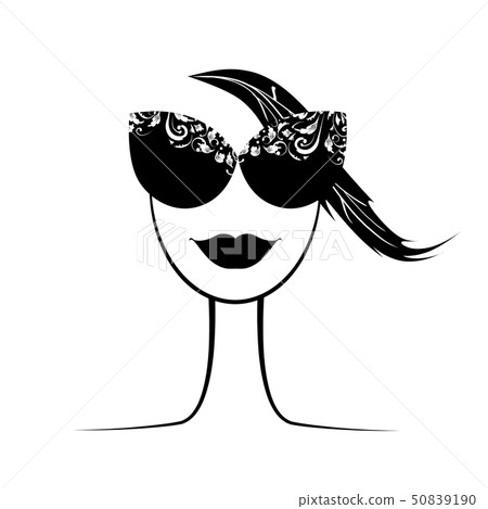 Female fashion silhouette with sunglasses your design  50839190