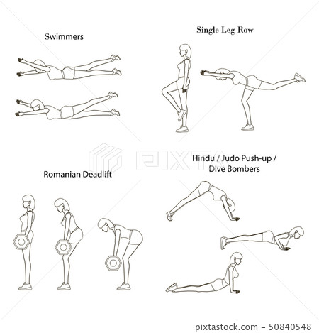 Workout exercise illustration outline 50840548