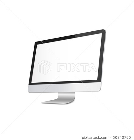 Monitor or desktop mock up with blank screen realistic vector isolated on white. Monitor or desktop mock up with blank screen realistic vector isolated on white. 50840790