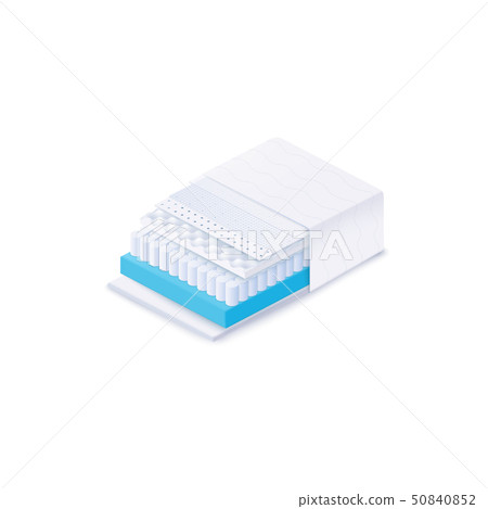 Orthopedic mattress inner and outer layer in section vector illustration isolated. Orthopedic mattress inner and outer layer in section vector illustration isolated. 50840852