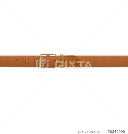 Brown belt or waistband realistic vector illustration isolated on background. 50840990