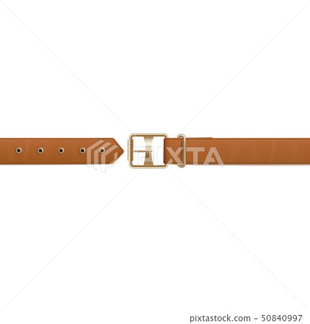 Brown belt or waistband realistic vector illustration isolated on background. 50840997