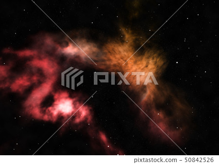 Far being shone nebula and star field. 3D rendering 50842526