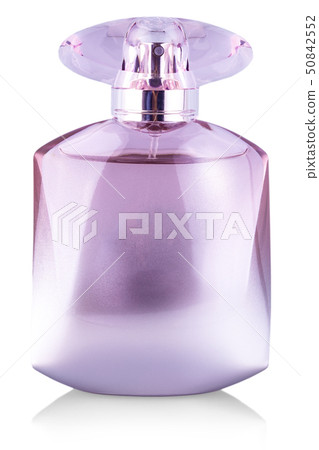 The glass bottle of women's perfume on white The glass bottle of women's perfume on white 50842552