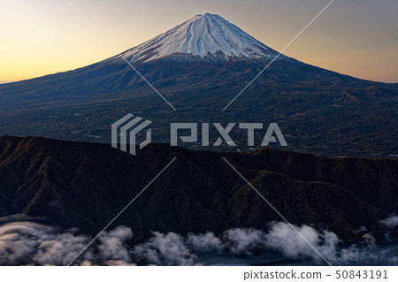 Asagiri overcast West Lake and Mt Fuji at dawn Asagiri overcast West Lake and Mt Fuji at dawn 50843191