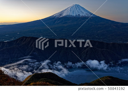 Asagiri overcast West Lake and Mt Fuji at dawn Asagiri overcast West Lake and Mt Fuji at dawn 50843192