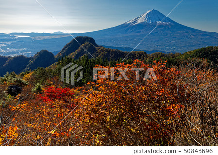 Autumn leaves and Mt. Fuji of Misaka mountainous area, Yodogatake 50843696