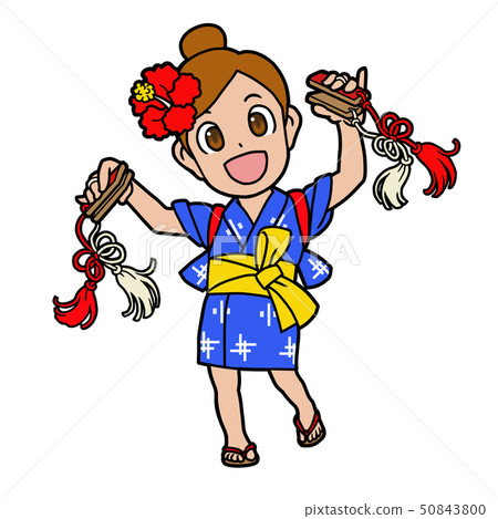 A woman who dances Eisa with four bamboo sticks 50843800