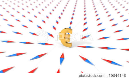 all compasses turned to euro currency. 3d illustration all compasses turned to euro currency. 3d illustration 50844148