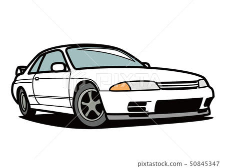 Nostalgic domestic sports car white car illustration Nostalgic domestic sports car white car illustration 50845347