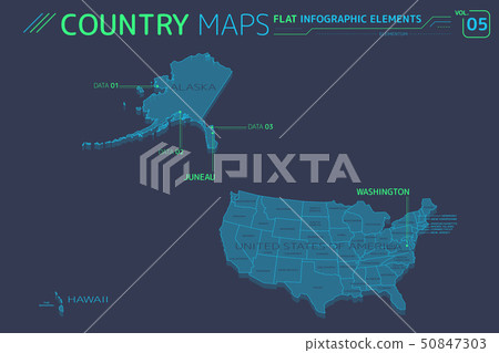 United States of America, Alaska, Hawaii Vector Maps United States of America, Alaska, Hawaii Vector Maps 50847303