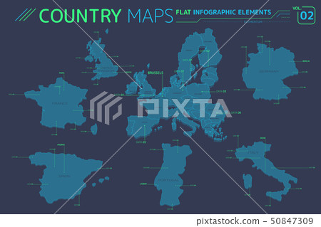 Europe, United Kingdom, France, Spain, Portugal, Italy and Germany Vector Maps Europe, United Kingdom, France, Spain, Portugal, Italy and Germany Vector Maps 50847309