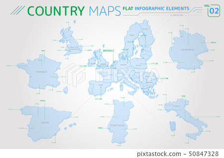 Europe, United Kingdom, France, Spain, Portugal, Italy and Germany Vector Maps Europe, United Kingdom, France, Spain, Portugal, Italy and Germany Vector Maps 50847328
