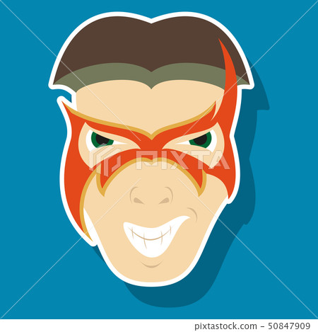 Superhero in Action. Superhero character . Icon in sticker style Superhero in Action. Superhero character . Icon in sticker style 50847909