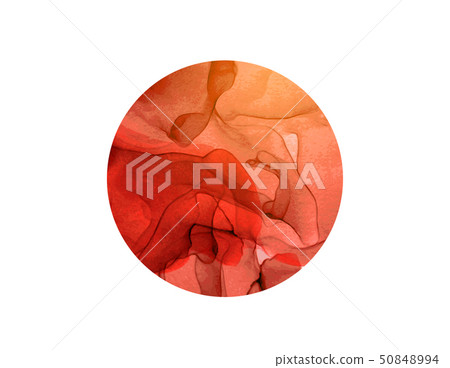 Big red circle with ink pattern on white background. Symbol of Japan 50848994