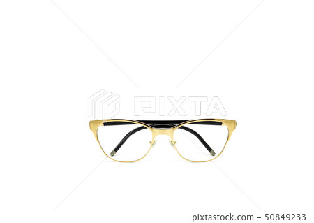 Eye glasses metal in rectangular frame isolated on white background. 50849233