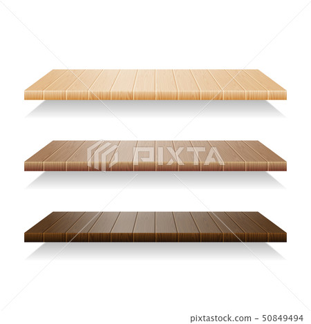 Set of wood shelves on white background Set of wood shelves on white background 50849494