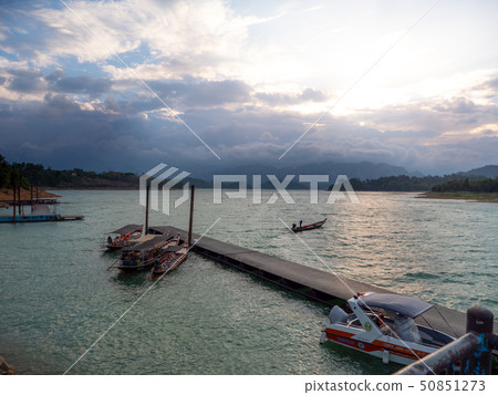 Scenic landscape of big river and reservoir dam Scenic landscape of big river and reservoir dam 50851273