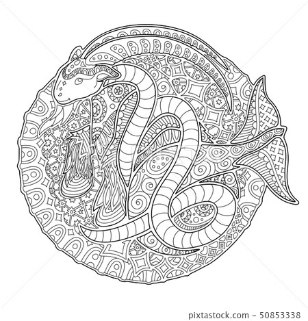 Black and white zen art with capricorn 50853338