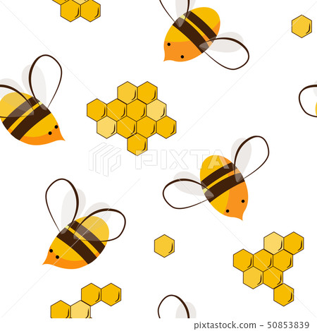 Cute seamless pattern with flying bees and honey bees. Vector illustration Cute seamless pattern with flying bees and honey bees. Vector illustration 50853839