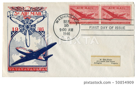 US historical envelope Air mail Douglas DC-4, 1946 50854909