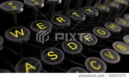 Vintage typewriter keys with yellow letters qwerty 50855073