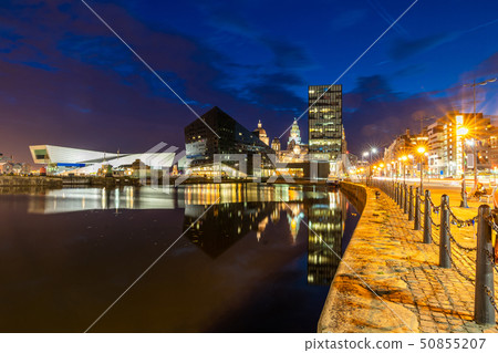 Liverpool Skyline Pier head sunset 50855207