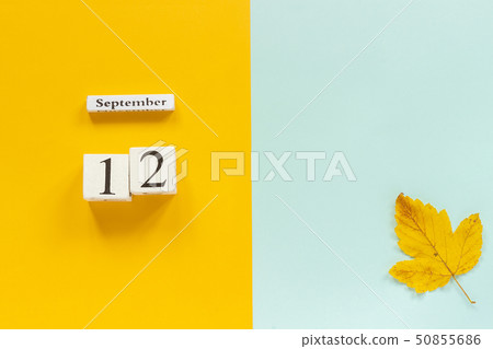 Autumn composition. Wooden calendar September 12 Autumn composition. Wooden calendar September 12 50855686