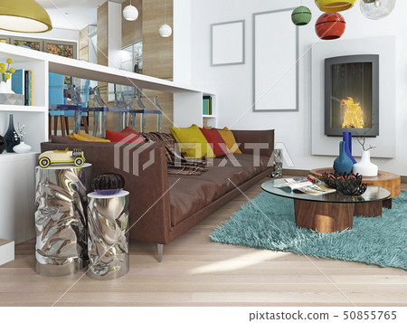 Luxury large living room in the style of kitsch. Luxury large living room in the style of kitsch. 50855765