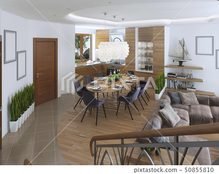 The room is a studio with kitchen and dining area The room is a studio with kitchen and dining area 50855810