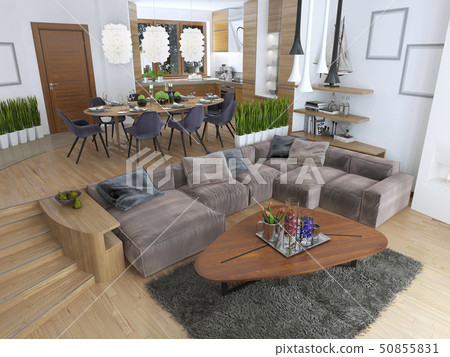 The room is a studio with kitchen and dining area 50855831