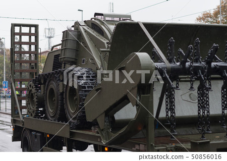 Soldiers of Czech Army are riding military truck 50856016