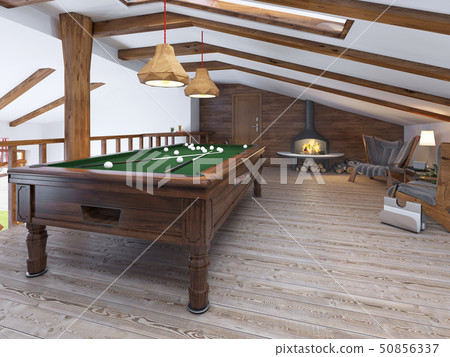 Billiard room with two comfortable chairs and a Billiard room with two comfortable chairs and a 50856337